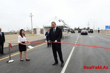 İlham Əliyev yeni yolların açılışında - FOTO