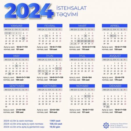 2024-cü il üçün qeyri-iş günləri AÇIQLANDI - FOTO